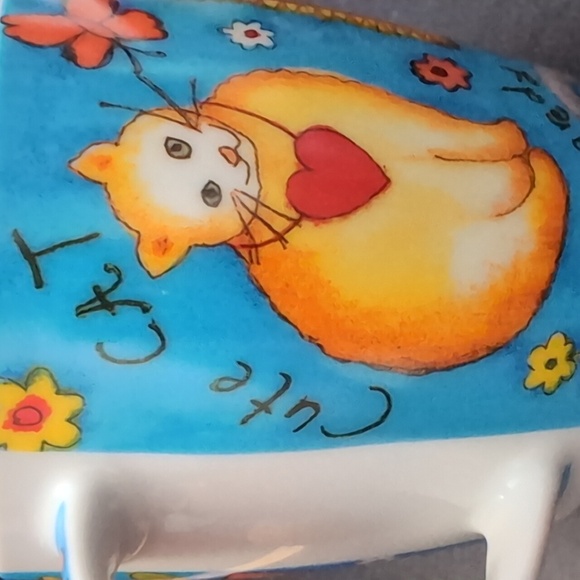 Lot Of 2 Kitty Cat Coffee Mugs Blue/Green . - Picture 10 of 13